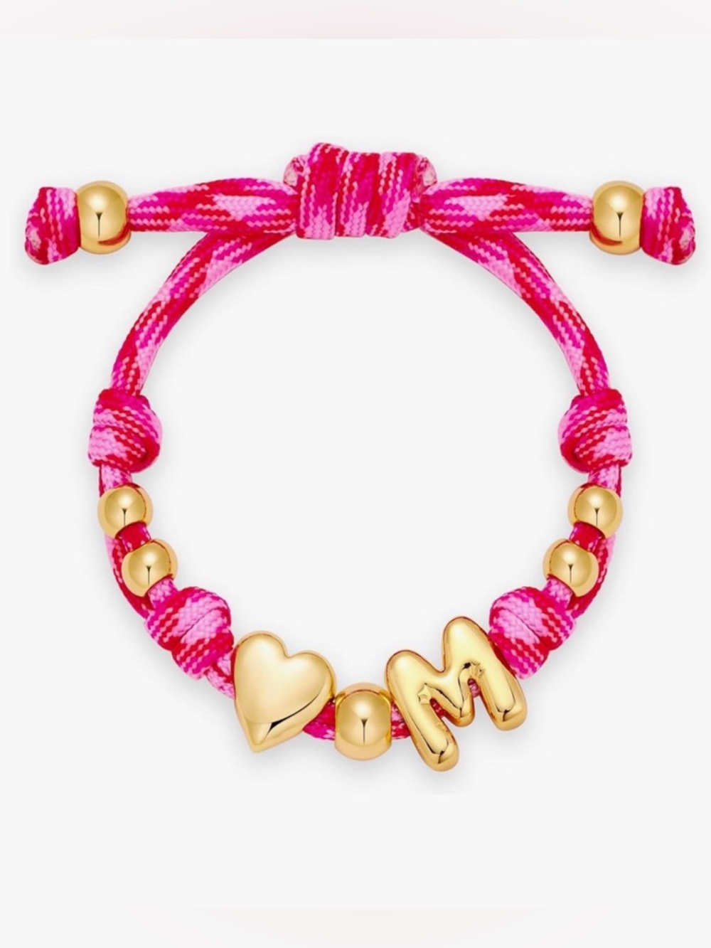 NEW 14K Gold-Plated Knotty Bubble Letter Initial Heart Bracelet